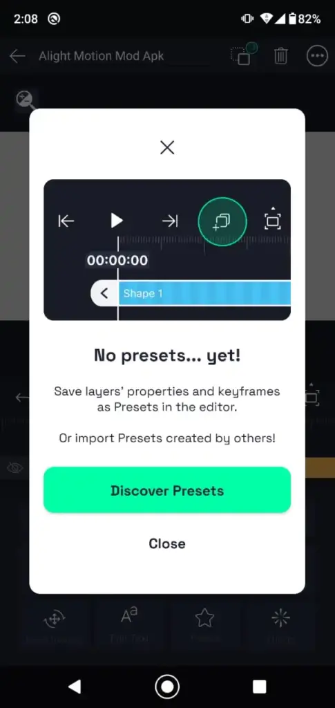 Alight Motion Presets Feature Screenshot