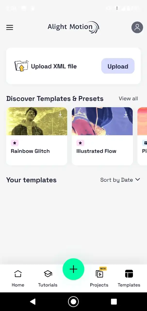 Alight Motion Pro Apk Ready made templates Feature screenshot